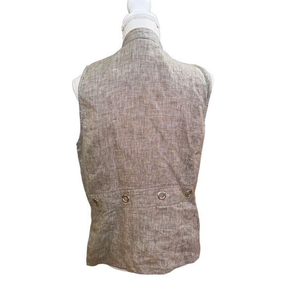 Tweeds Tan Neutral 100% Linen Sleeveless Button Down Top- Size Large - Picture 6 of 8